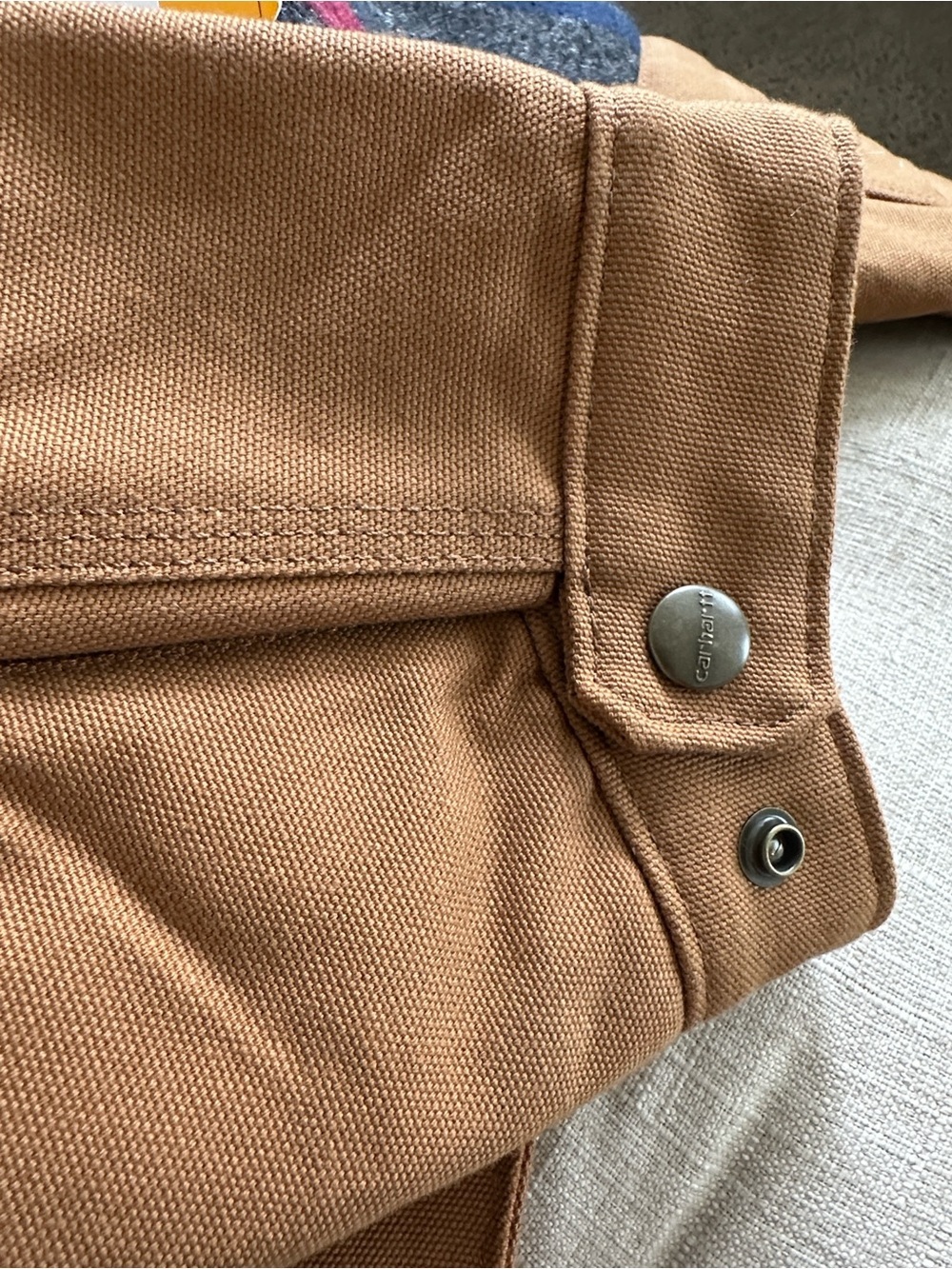 Carhartt Brown Canvas Work Jacket with Dark Brown Corduroy Collar - Picture 7 of 10